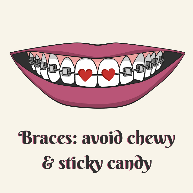 cartoon mouth with metal braces